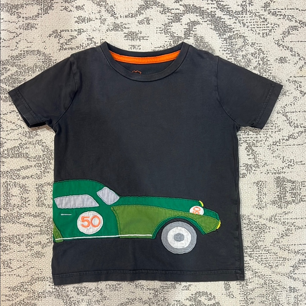 mini Boden Black T-Shirt with Green Car Design